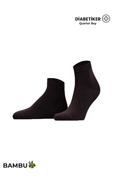 Unisex Diyabetik Bambu Kısa Konç Çorap Kahverengi