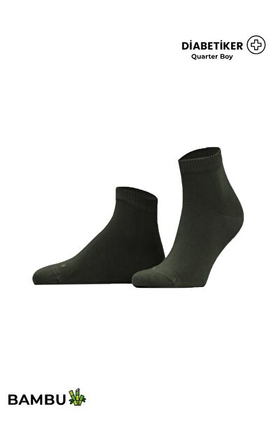 Unisex Diyabetik Bambu Kısa Konç Çorap Koyu Haki