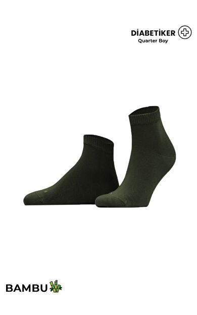 Unisex Diyabetik Bambu Kısa Konç Çorap Haki