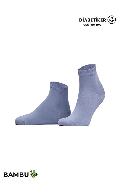 Unisex Diyabetik Bambu Kısa Konç Çorap Gece Mavisi