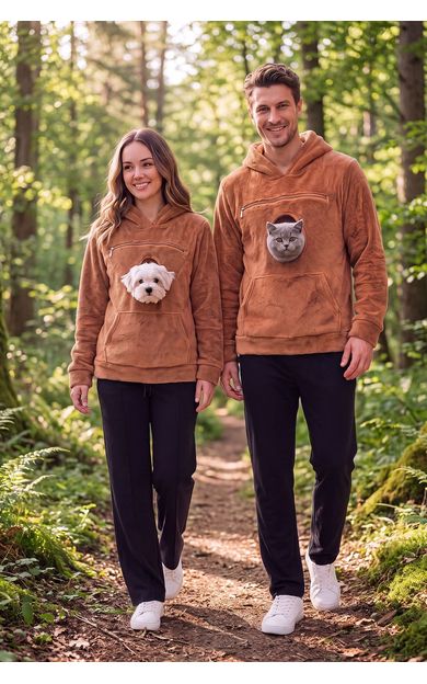 Unisex Pati Kucağı Sweatshirt Kahverengi