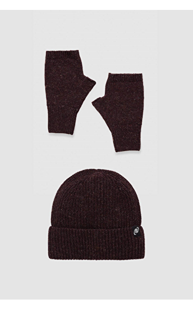 Unisex Yün Bere Eldiven Takımı - Milda Bordo