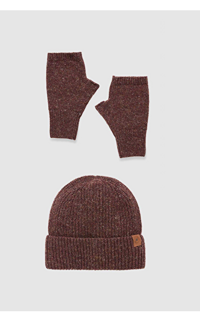 Unisex Yün Bere Eldiven Takımı - Milda Kahverengi