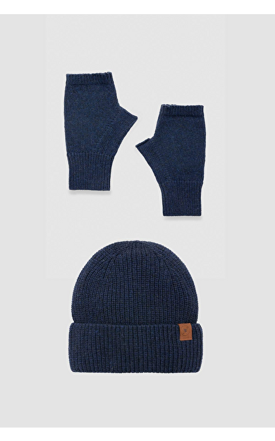 Unisex Yün Bere Eldiven Takımı - Milda Lacivert