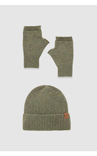 Unisex Yün Bere Eldiven Takımı - Milda Yeşil