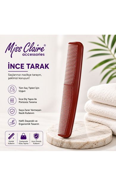 MISS CLAIRE Plastik İnce Tarak Turuncu