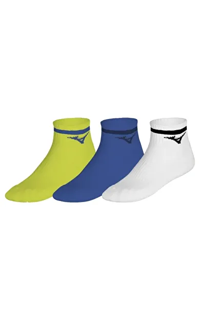 Mizuno Training Mid With Line 3P Çorap Beyaz-Sarı-Mavi