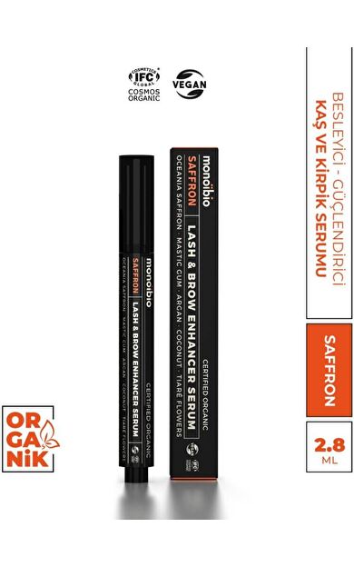 Saffron Güçlendirici Organik Kaş ve Kirpik Serumu - Kaş Dolgunlaştırıcı Kirpik Uzatıcı Bakım Yağı