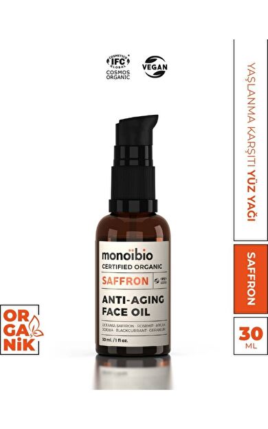 Saffron Yaşlanma Karşıtı Organik Yüz Bakım Yağı - Anti Aging Kolajen Yapısı Güçlendirici Serum 30 ml