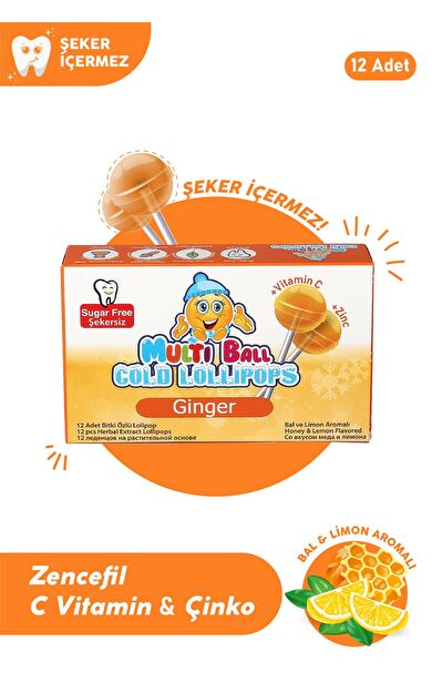 Multiball Cold Bal & Zencefil Lolipop 12 Adet