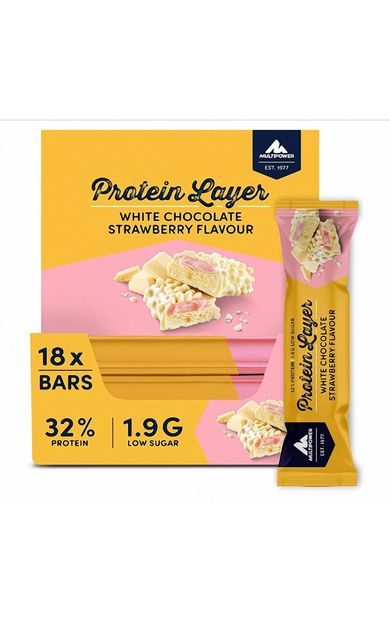Multipower Protein Layer 50 Gr 18 Adet BEYAZ ÇİKOLARA ÇİLEK Aromalı