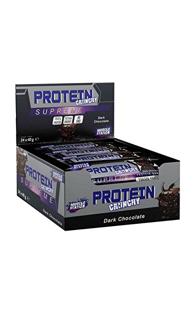 Muscle Station Supreme Crunchy Protein Bar 40 Gr 24 Adet Bitter Çikolatalı