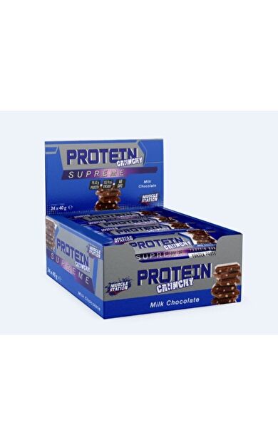 Muscle Station Supreme Crunchy Protein Bar 40 Gr 24 Adet Milk Chocolate