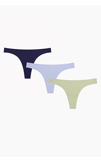 NBB Açık Haki Mavi Lacivert 3lü Lazer Kesim İz Yapmaz Tanga