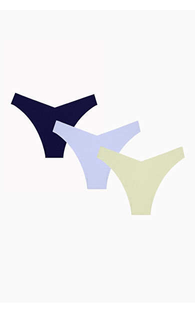 Açık Haki Mavi Lacivert  3lü Lazer İz YapmazV Shape Brazillian Külot