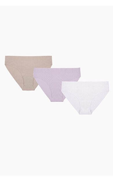 Açık Pembe Gül Kurusu Açık Kahve 3lü Lazer Kesim İz Yapmaz Basic Külot