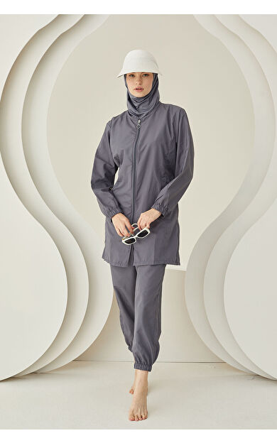 NBB Antrasit Plain Pattern Tesettür Mayo