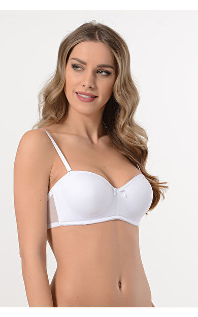 Beyaz Desteksiz Straplez Sütyen