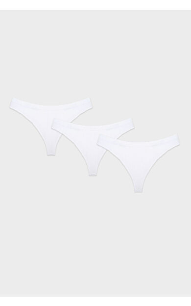 Beyaz Dikişsiz 3lü String