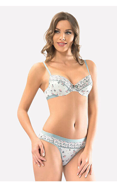 NBB Beyaz Gri Sütyen Külot Takımı