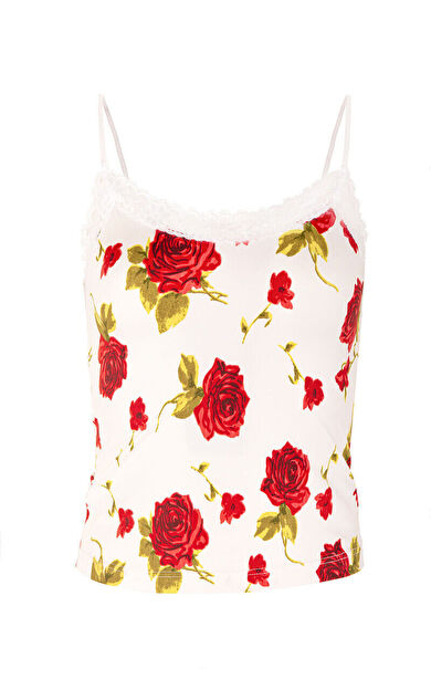 NBB Beyaz Gül Desenli Atlet