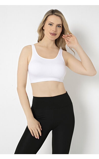 Beyaz Halter Yaka Dikişsiz Sütyen