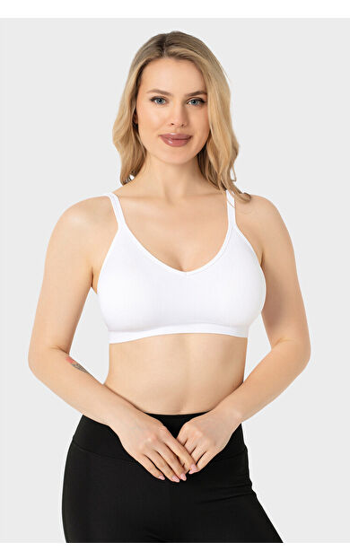 Beyaz Light İnvisible V Kesim Dikişsiz Sütyen