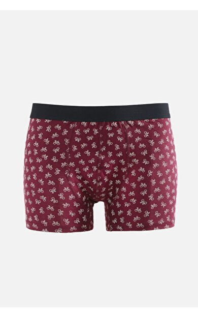 Bordo Bisiklet Desen Erkek Boxer