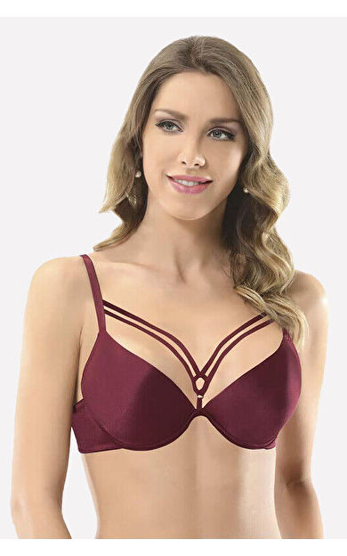 NBB Bordo Göğsü İp Detaylı Sütyen