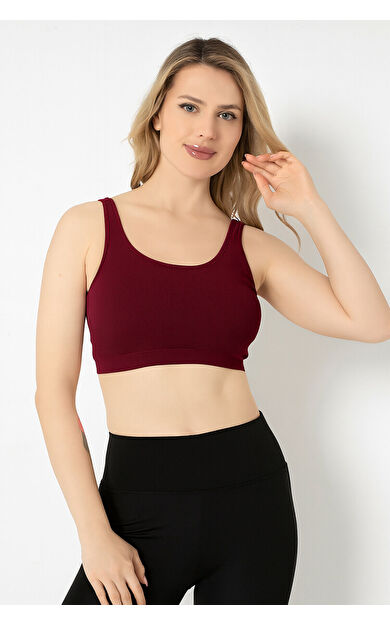 Bordo Halter Yaka Dikişsiz Sütyen