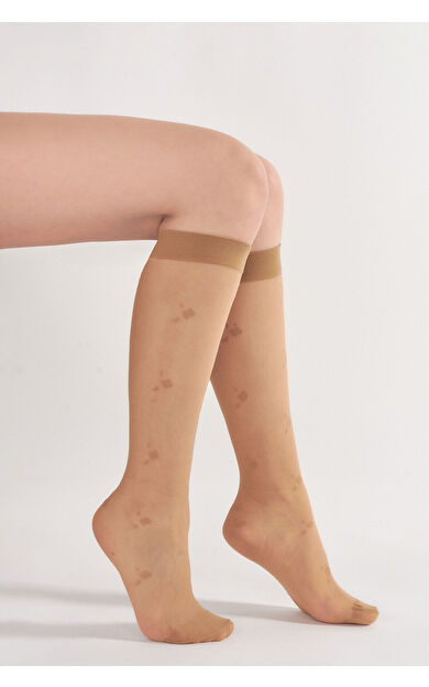 NBB Bronz Sheena Desenli Diz Altı Pantolon Çorabı
