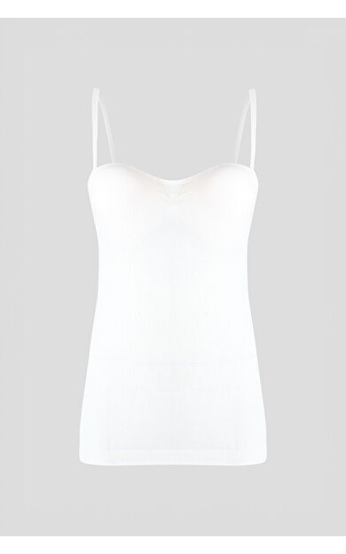 NBB Ekru İnce Askılı Dolgulu Straplez Body