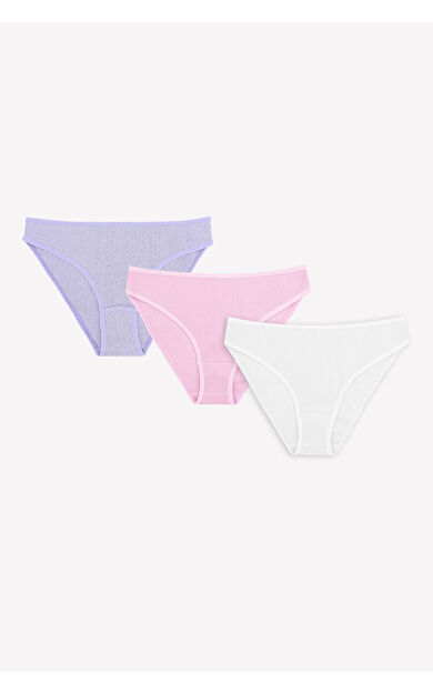 NBB Ekru Lila Pembe 3lü Basic Külot