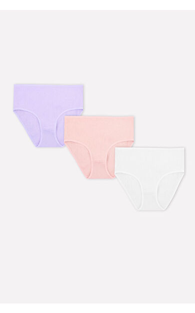 NBB Ekru Lila Pembe 3lü Yüksek Bel Külot
