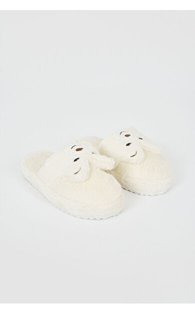 Ekru Pandalı Ev Terliği