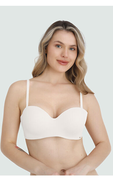 Ekru Toparlayıcı Straplez Sütyen