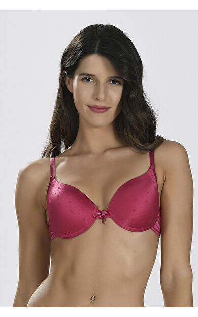 Fuşya Yıldız Desenli Hafif Destekli Sütyen