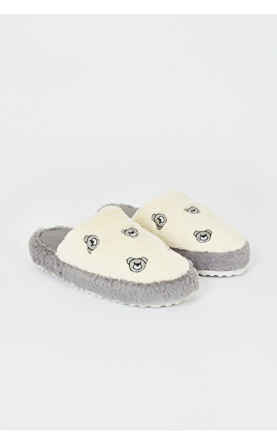 NBB Gri Ayıcıklı Kapalı Ev Terliği