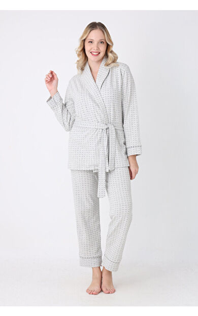 Gri Sabahlık Pijama Takım