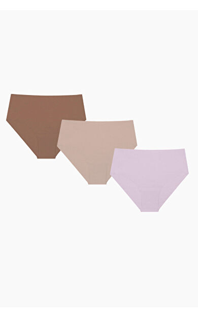 Gül Kurusu Açık Kahve Koyu Kahve 3lü Lazer İz Yapmaz Yüksek Bel Külot