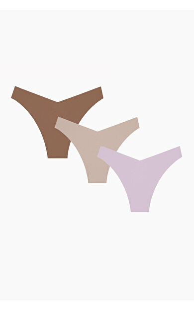 NBB Gül Kurusu Açık Kahve Koyu Kahve 3lü Lazer İz YapmazV Shape Brazillian Külot