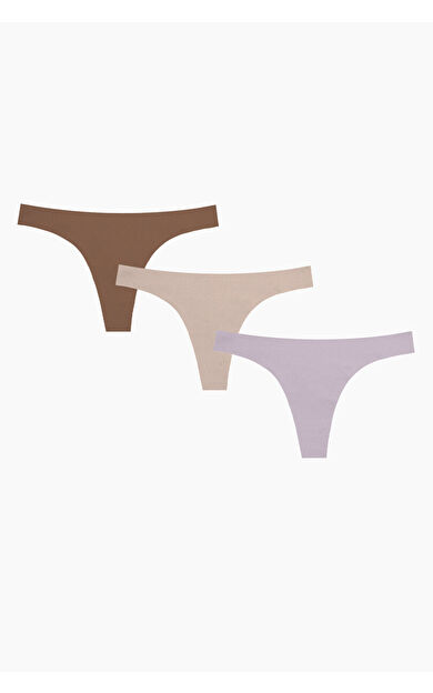 Gül Kurusu Açık Kahve Koyu Kahve 3lü Lazer Kesim İz Yapmaz Tanga