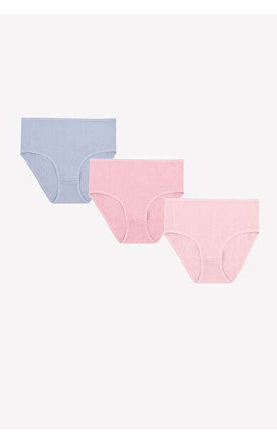 NBB Gül Kurusu Pembe İndigo 3lü Fitilli Yüksel Bel Külot