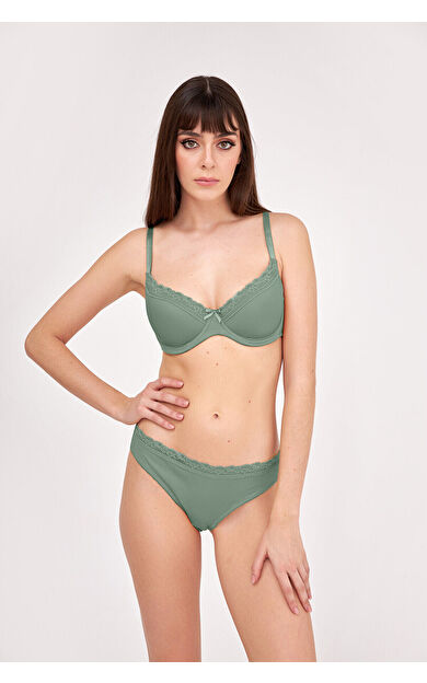 NBB Haki Yeşil Destekli Dantel Detaylı Sütyen Takım