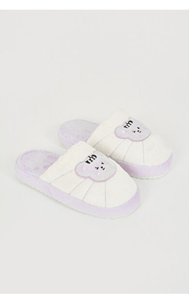 Lila Eğlenceli Figür Ev Terliği