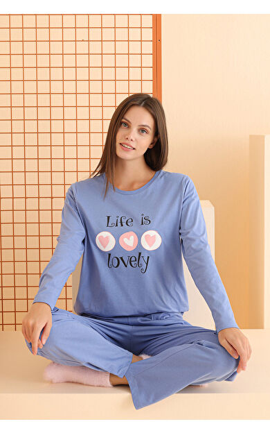 NBB Mavi Life is Lovely Pijama Takımı