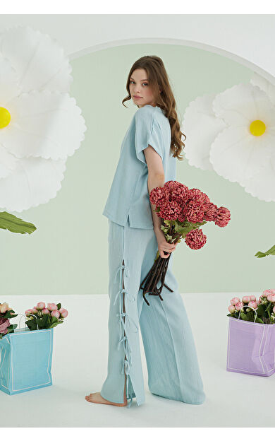 NBB Mavi Ripper Müslin Pijama Takımı