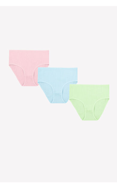 NBB Mavi Yeşil Pembe 3lü Fitilli Yüksel Bel Külot