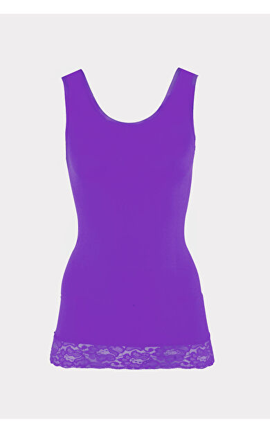 NBB Mor Seamless Dantelli Geniş Askılı Atlet