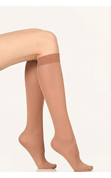 Mürdüm Süper İnce 15 Denye Parlak Diz Altı Pantolon Çorabı